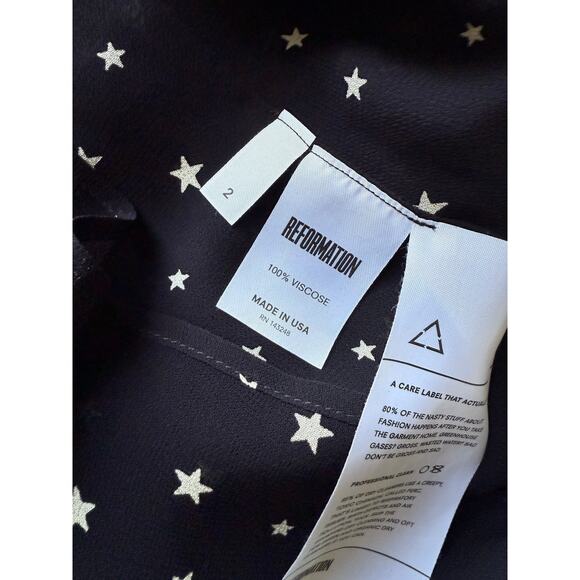 Reformation Lisa Star Pattern Slip Dress Size 2 - Picture 5 of 6